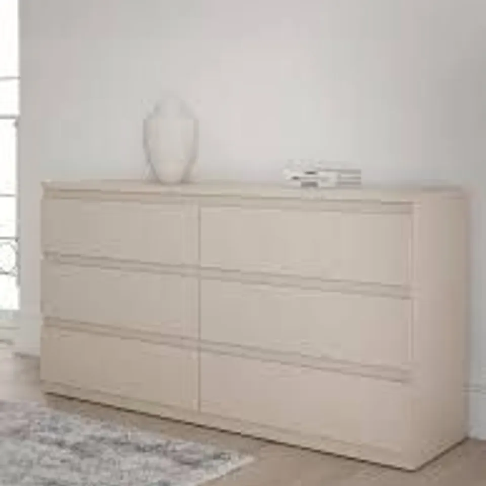 BOXED LISSON 6 DRAWER CHEST - OATMEAL (2 BOXES)