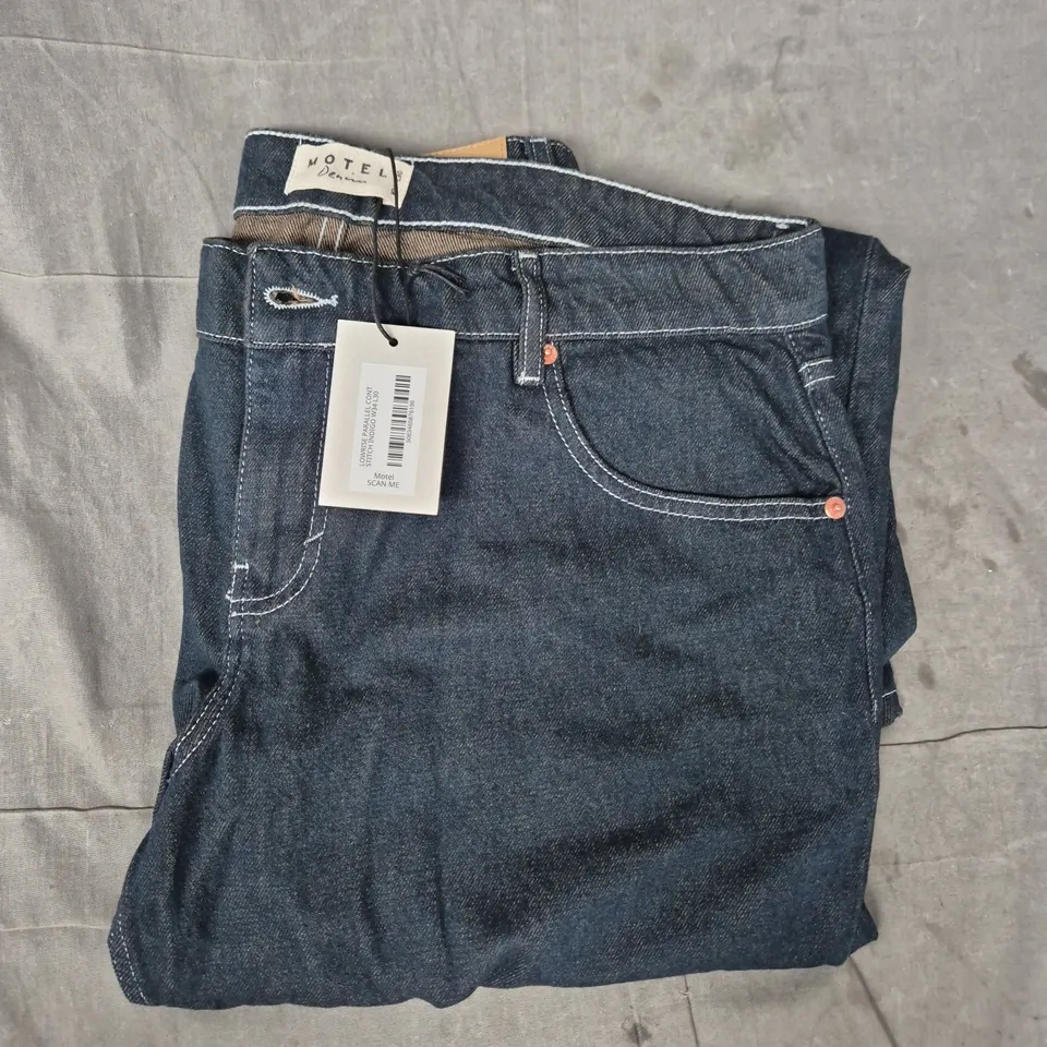 MOTEL DENIM LOW RISE JEANS INDIGO, W34 L30