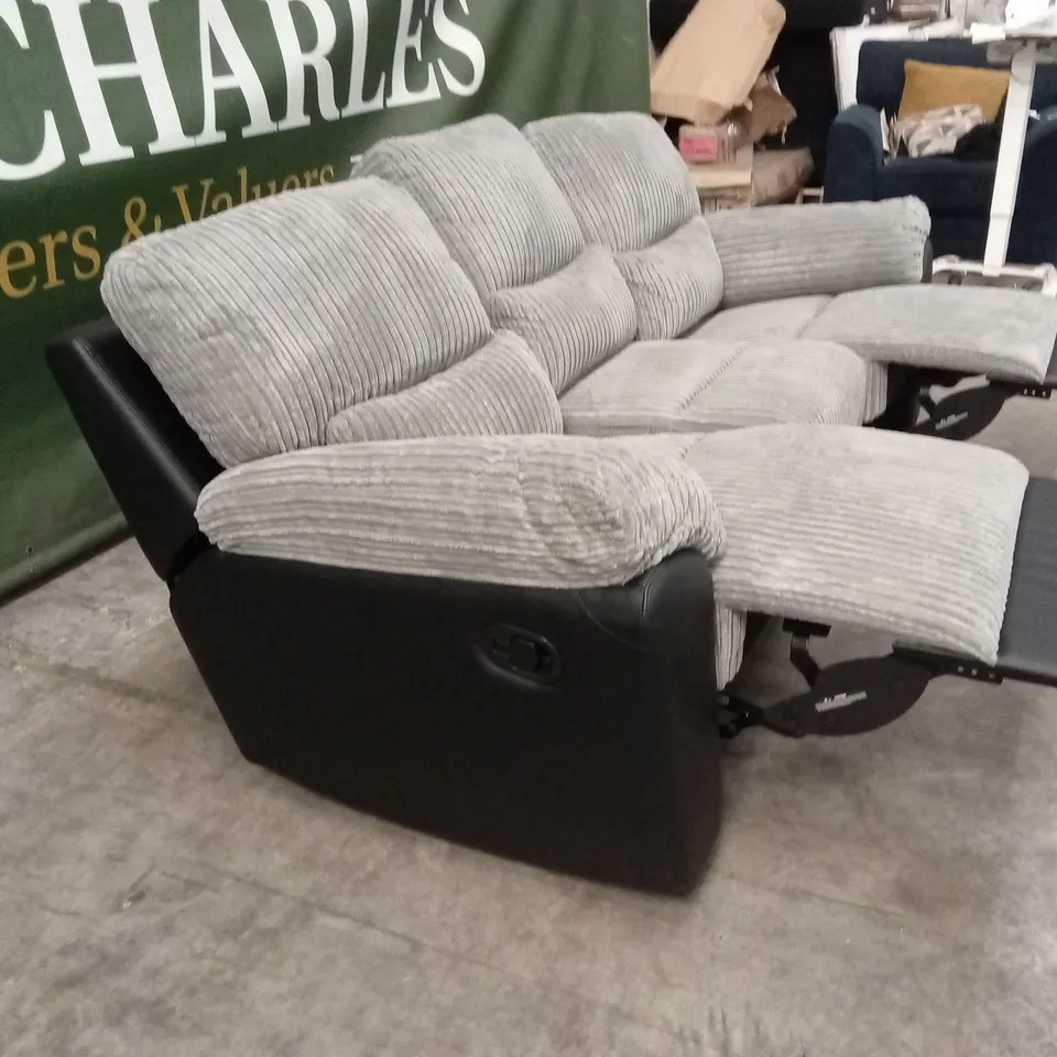 SIENNA FABRIC/FAUX LEATHER HIGH BACK 3 SEATER RECLINER SOFA RRP £849