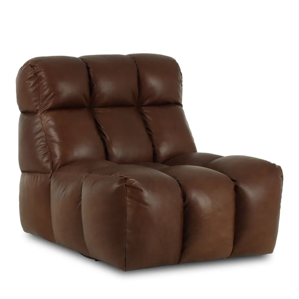 BRAND NEW BOXED JACQUES PUFFED ROBA LAZY SWIVEL FABRIC CHAIR - MATT BROWN