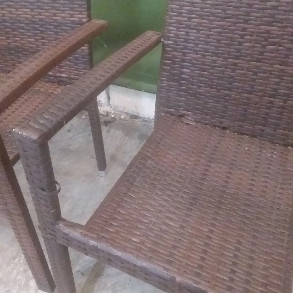 X4 RATTAN EFFECT GARDEN CHAIRS BROWN