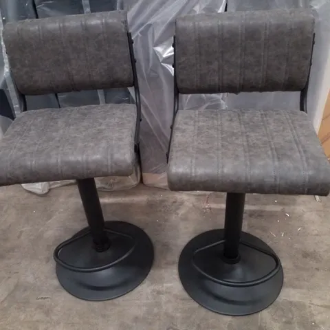 CHOLET PUTTNEY DARK GREY HEIGHT ADJUSTABLE SWIVEL BAR STOOLS SET OF 2