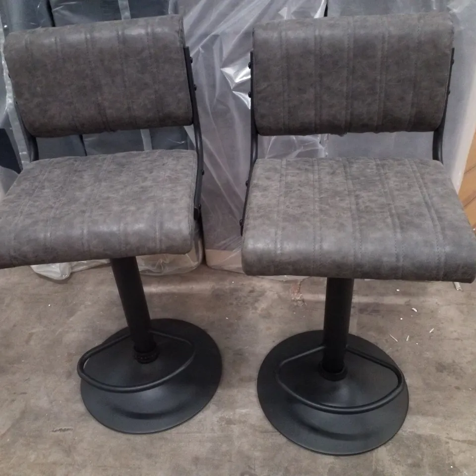 CHOLET PUTTNEY DARK GREY HEIGHT ADJUSTABLE SWIVEL BAR STOOLS SET OF 2