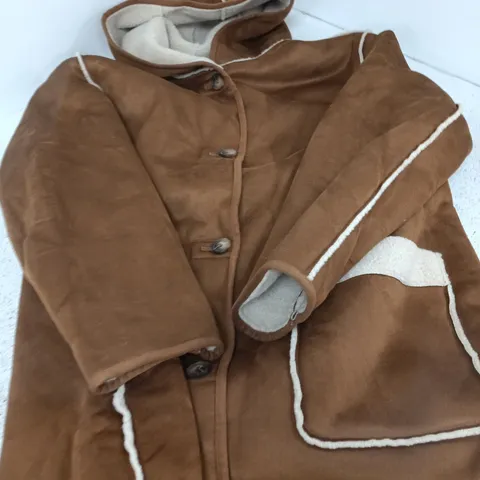CENTRADE MEN'S BROWN SUEDE-STYLE JACKET WITH SHEARLING LINING – UK 3XL
