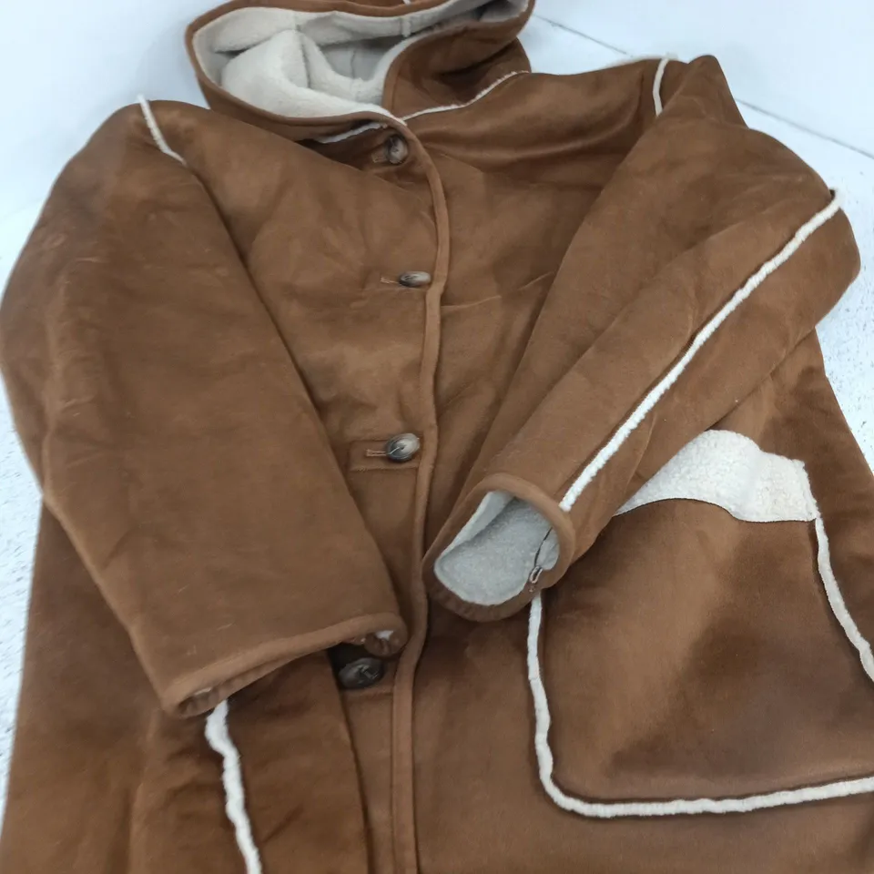 CENTRADE MEN'S BROWN SUEDE-STYLE JACKET WITH SHEARLING LINING – UK 3XL