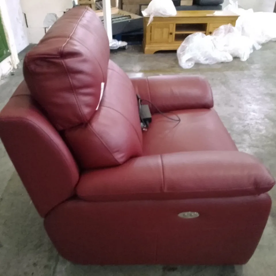QUALITY ITALIAN DESIGNER PATRIZIO SMALL ARMS ELECTRIC RECLINER CHAIRS - DARK RED LEATHER 