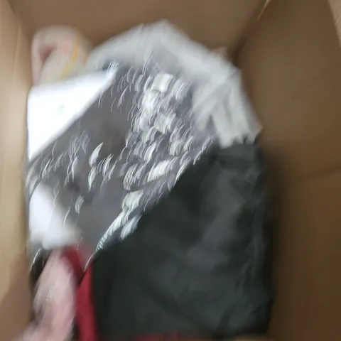 LARGE BOX OF APPROXIMATELY 25 ASSORTED CLOTHING ITEMS IN VARIOUS COLOURS, STYLES AND SIZES - COLLECTION ONLY