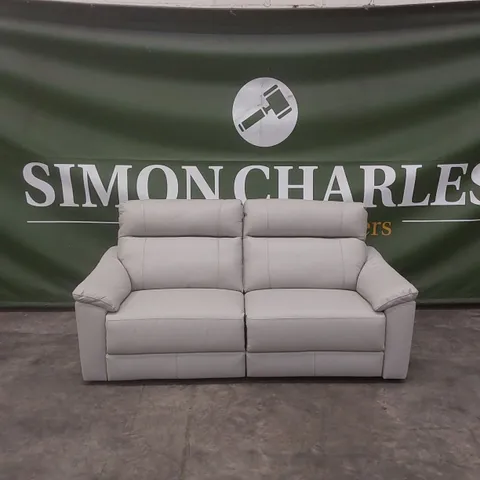 QUALITY DESIGNER ITALIAN MADE 3 SEATER ELECTRIC RECLINER LEATHER SOFA - SILVER