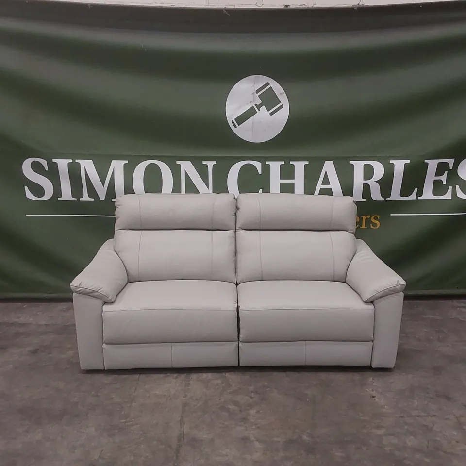 QUALITY DESIGNER ITALIAN MADE 3 SEATER ELECTRIC RECLINER LEATHER SOFA - SILVER