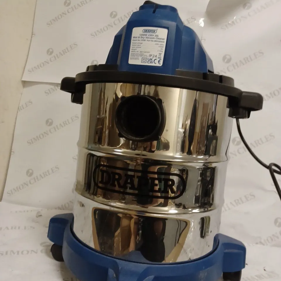 DRAPER 20L 1250W 230V WET & DRY VACUUM CLEANER