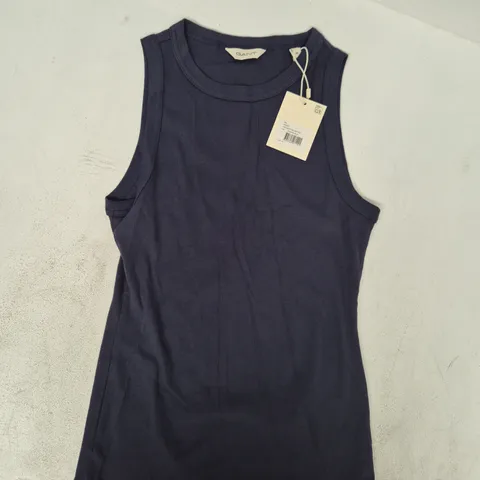 GANT HIGH NECK RIB TANK TOP IN EVENING BLUE SIZE MEDIUM