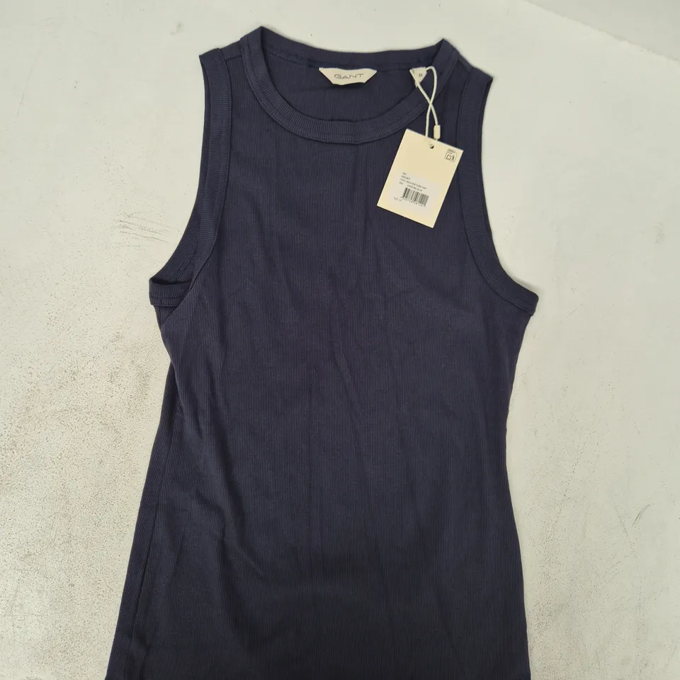GANT HIGH NECK RIB TANK TOP IN EVENING BLUE SIZE MEDIUM