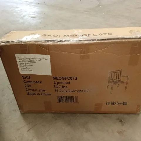 BOXED SET OF 2 METAL OUTDOOR GARDEN DINING CHAIRS