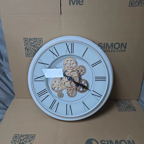 DECORATIVE GEAR WALL CLOCK WITH EXPOSED MECHANISM – ROMAN NUMERALS 