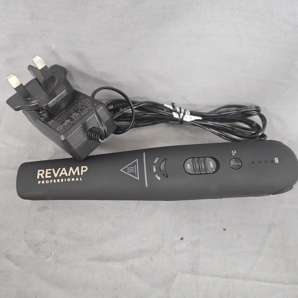 boxed REVAMP PROFESSIONAL LIBERATE CORDLESS COMPACT HAIR STRAIGHTENER