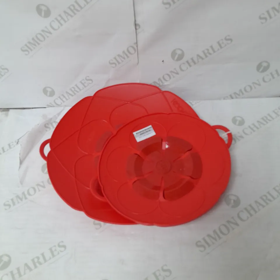 KOCHBLUME SET OF 2 SPILL STOPPER SILICONE BOIL OVER PAN LID IN RED
