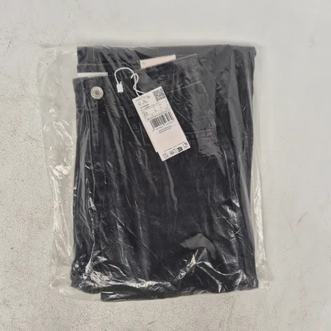BAGGED MANGO DANILA HIGH WAISTED WIDE LEG JEANS IN BLACK SIZE UK 4