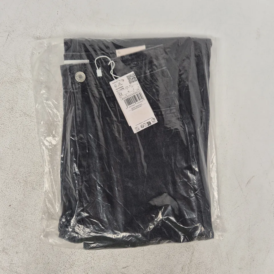 BAGGED MANGO DANILA HIGH WAISTED WIDE LEG JEANS IN BLACK SIZE UK 4
