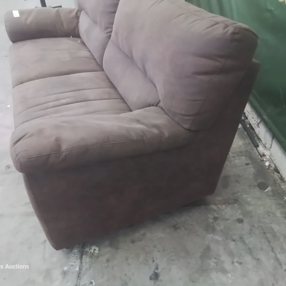 DESIGNER THREE SEATER SOFA BROWN FAUX SUEDE