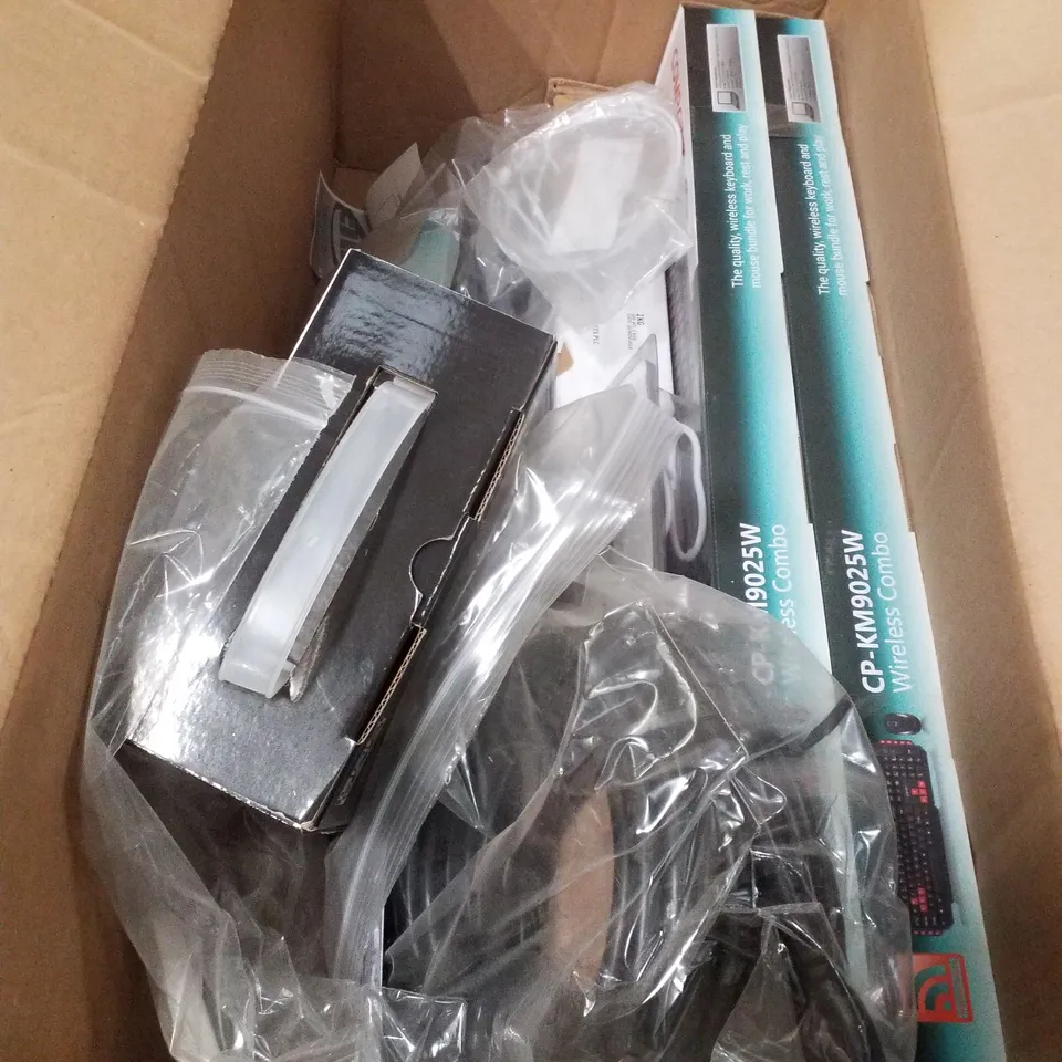 PALLET CONTAINING ASSORTED IT & NETWORKING PRODUCTS INCLUDING HEADSETS, 3.5" EXTERNAL HARD DISK ENCLOSURE, HDMI 2.0 AUDIO VIDEO CABLE & WIRELESS KEYBOARD AND MOUSE COMBOS