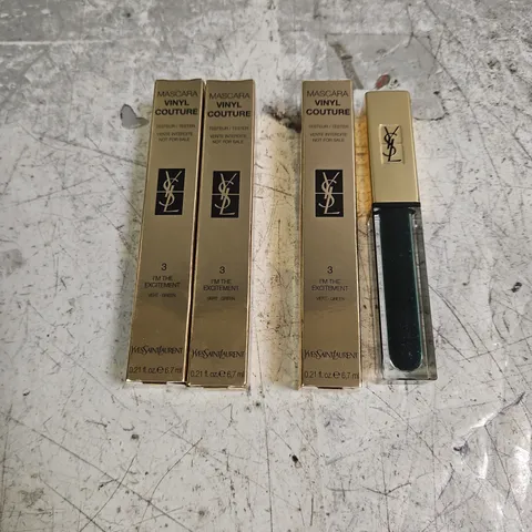 LOT OF 3 YVES SAINT LAURENT VINYL COUTURE MASCARA TESTERS IN 3 I'M THE EXCITEMENT GREEN