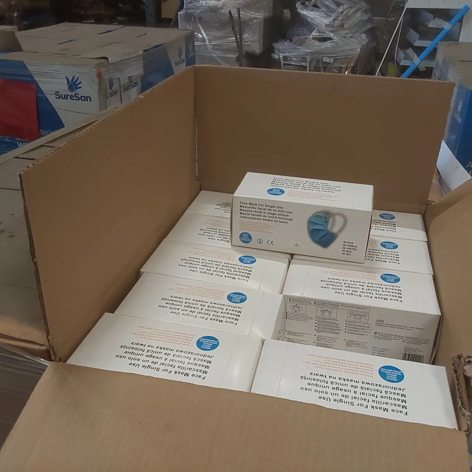 PALLET CONTAINING A VERY LARGE QUANTITY OF MEDICAL FACE MASKS
