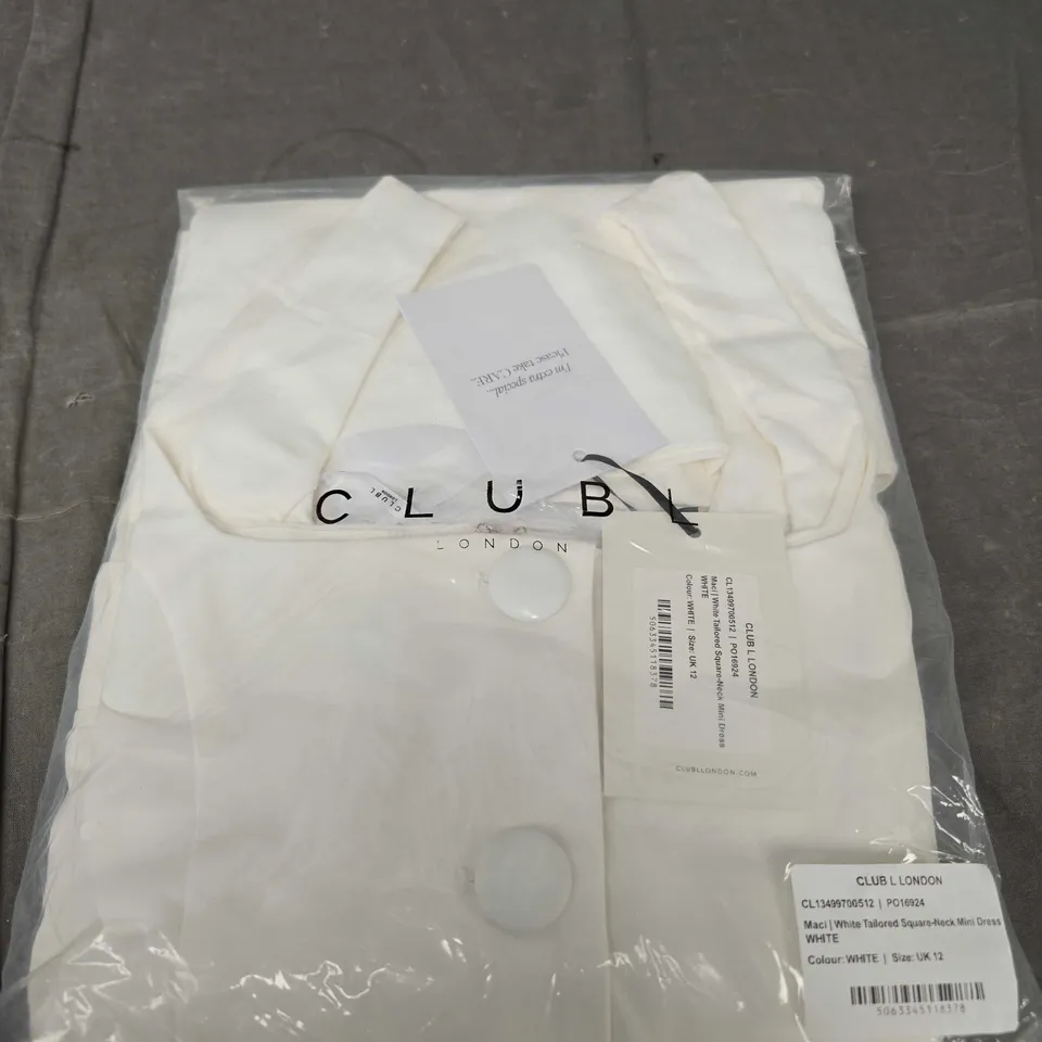 CLUBL LONDON SQUARE NECK MINI DRESS SIZE 12