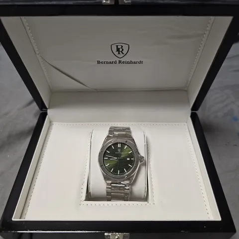 MENS BERNARD REINHARDT WATCH – GREEN DIAL – 316 STAINLESS STEEL CASE & STRAP – SWISS MOVEMENT – SAPPHIRE CRYSTAL - 5 ATM WATER RESISTANT – GIFT BOX