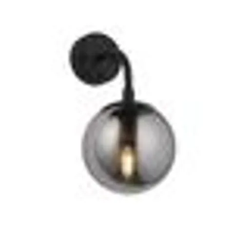 BOXED ENDON WALL 1 LIGHT MATT BLACK AND SMOKED MIRROR GLASS