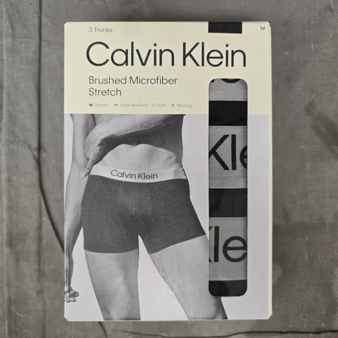 CALVIN KLEIN BRUSHED MICROFIBRE STRETCH SET OF 3 TRUNKS IN BLACK SIZE MEDIUM