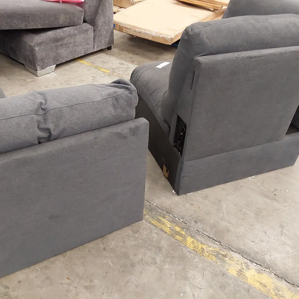 TWO CHARCOAL FABRIC CORNER SECTIONS- NOT MATCHING