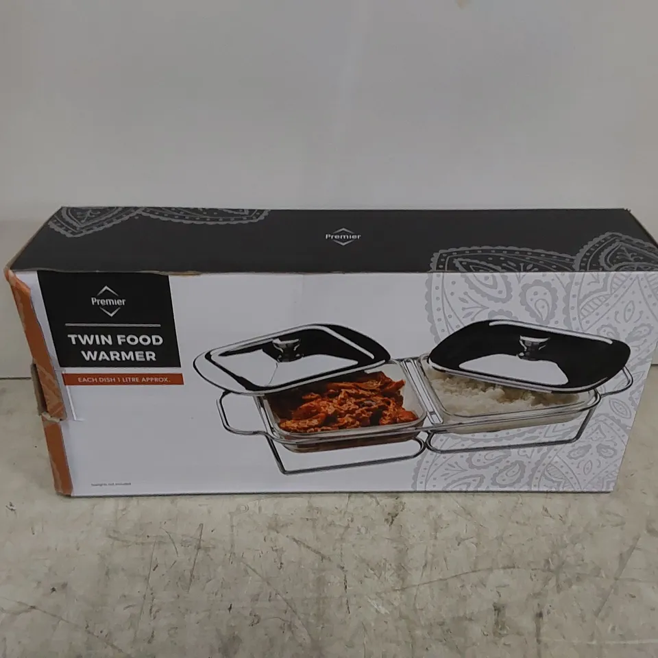 BOXED TWIN STEEL FOOD WARMER WITH MARINEX 