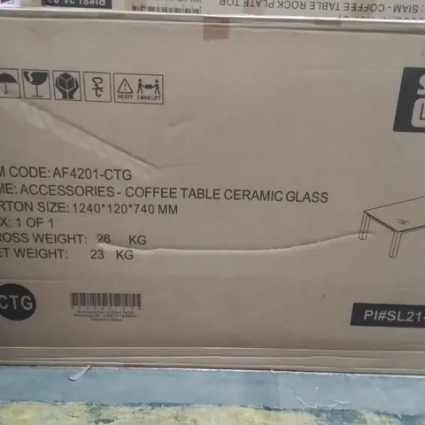 BOXED RECTANGULAR COFFEE TABLE WITH CERAMIC GLASS