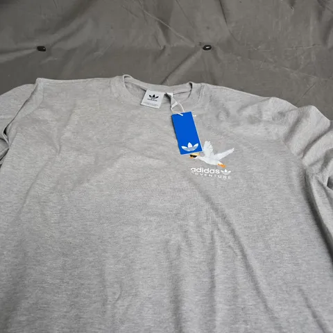 ADIDAS ADVENTURE T-SHIRT – ME AND MY CREW GRAPHIC, GREY, UK XL