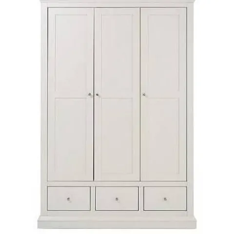 BOXED HANNA 3 DOOR, 3 DRAWER WARDROBE - WHITE (3 BOXES)