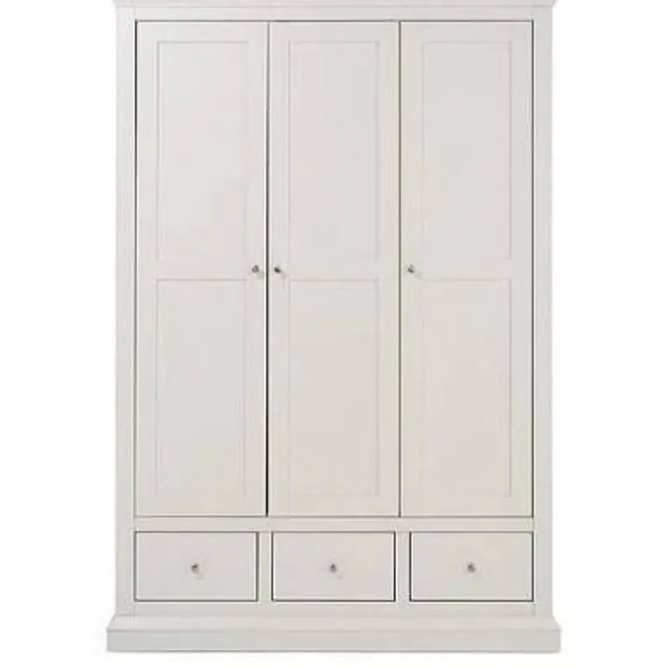 BOXED HANNA 3 DOOR, 3 DRAWER WARDROBE - WHITE (3 BOXES) RRP £339