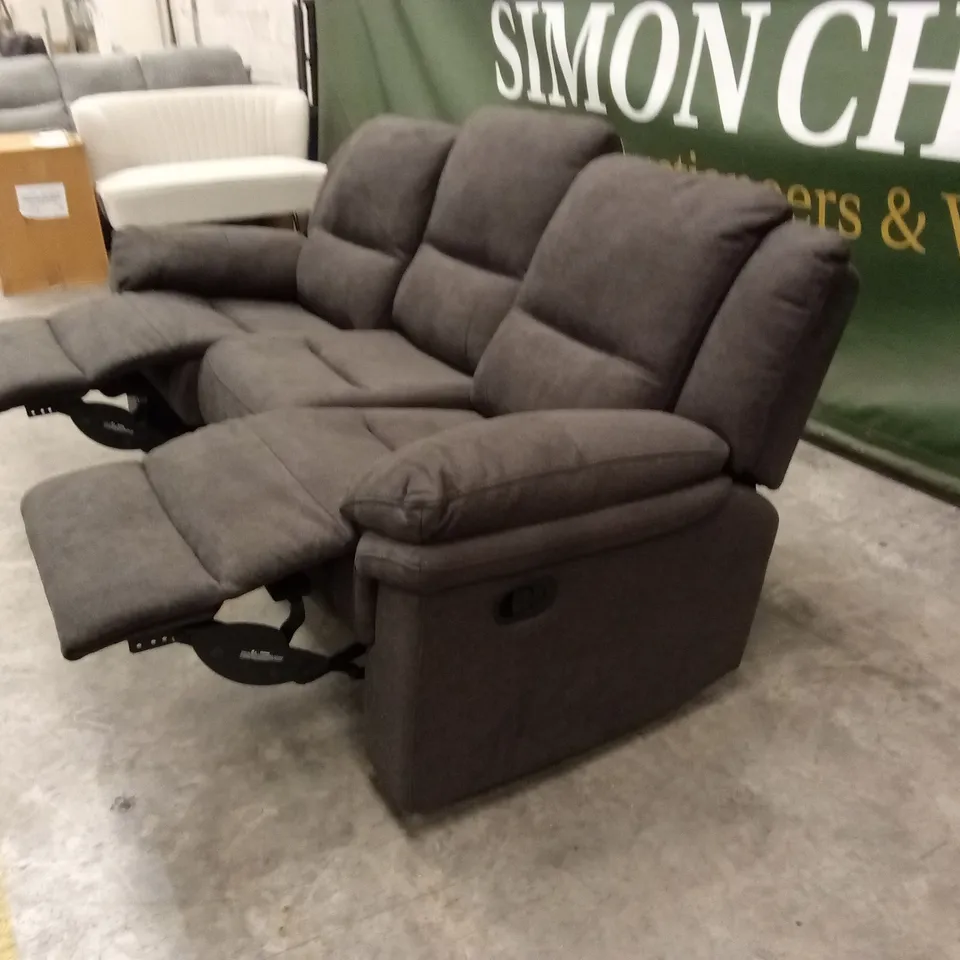 ALBION FABRIC 3 SEATER HIGH BACK MANUAL RECLINER SOFA - CHARCOAL RRP £749