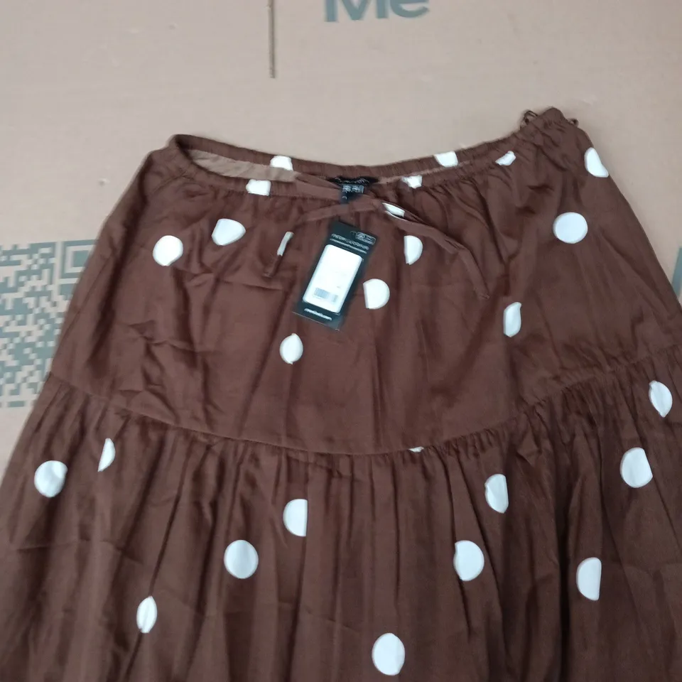 NEW LOOK WOMEN'S BROWN POLKA DOT SKIRT, UK 12