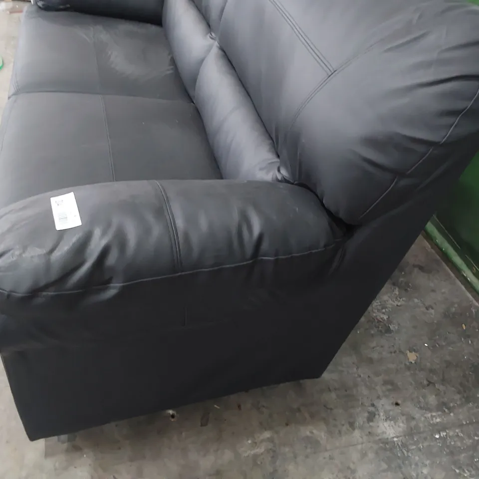 DESIGNER THREE SEATER SOFA BLACK FAUX LEATHER 