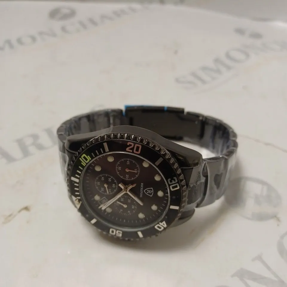 MENS RUCKSTUHL CHRONOGRAPH 8829 WATCH – BLACK DIAL - STAINLESS STEEL STRAP – 3ATM WATER RESISTANT – DATE FUNCTION