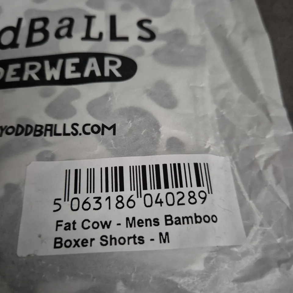 2 PAIRS OF ODDBALLS UNDERWEAR FAT COW MEN'S BAMBOO BOXER SHORTS - SIZE M
