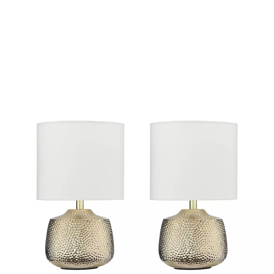 SET OF 2 DESIGNER HAMMER METAL TOUCH TABLE LAMP RRP £55