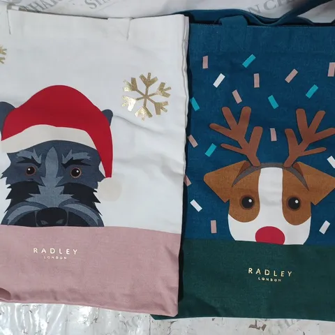 RADLEY LONDON SET OF 2 CHRISTMAS FRIENDS CANVAS TOTE BAGS