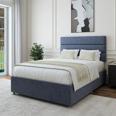 BAGGED BEDMASTER WOVEN FABRIC UNIVERSAL 2 DRAWER DIVAN BASE - SINGLE, BLUE (1 ITEM)