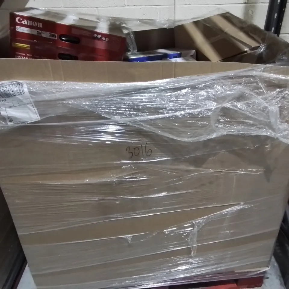 PALLET OF ASSORTED TECH ITEMS TO INCLUDE CANON PRINTER, BLUETOOTH BOOMBOX AND ONE GOD ALL AERIAL