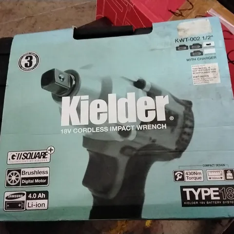 BOXED KIELDER KWT-002 1/2β DRIVE 18V BRUSHLESS 430NM IMPACT WRENCH WITH 2 X 4AH BATTERIES