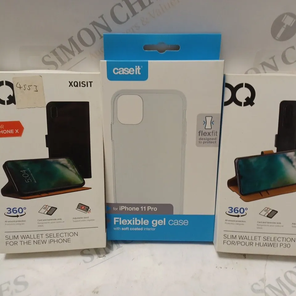 APPROXIMATELY 70 MOBILE PHONE CASES TO INCLUDE CASEIT FLEXIBLE GEL CASE FOR IPHONE 11 PRO, XQIST SLIM WALLET SELECTION FOR HUAWEI P30, XQIST SLIM WALLET SELECTION FOR IPHONE X, ETC