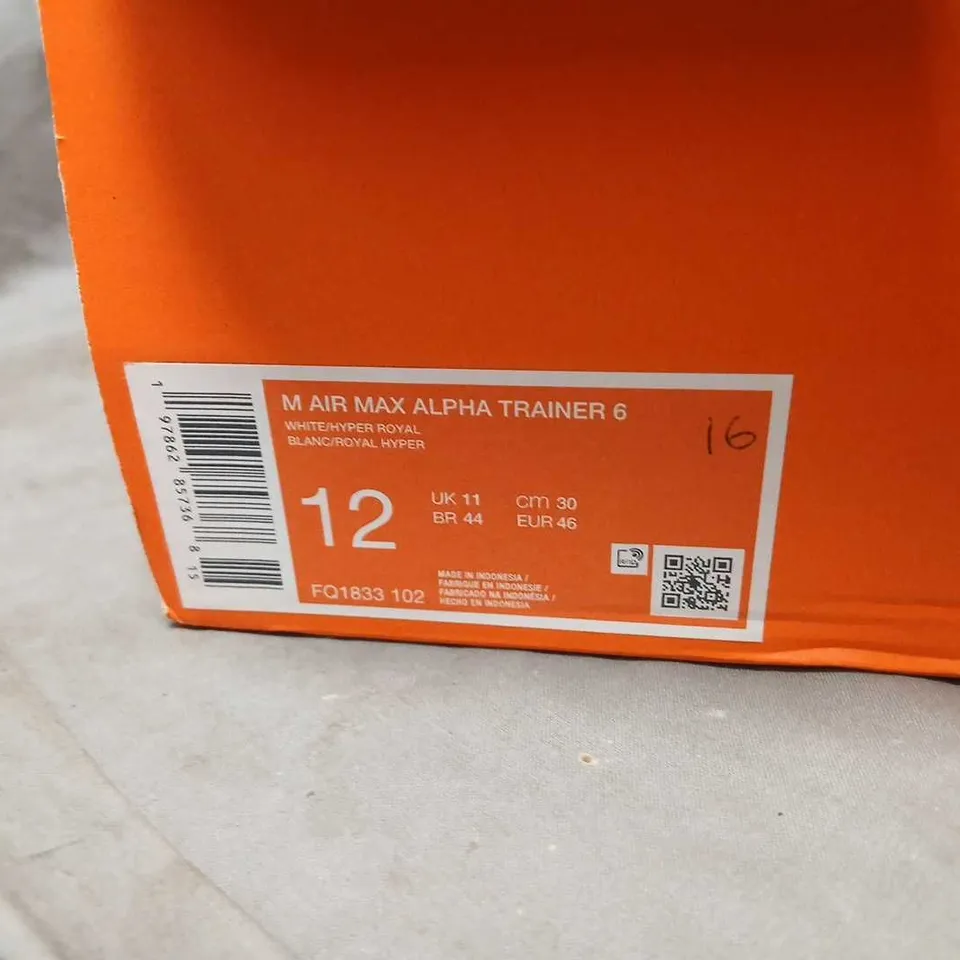NIKE AIR MAX ALPHA TRAINER 6 WHITE MESH SNEAKERS – MEN'S UK 11 (US 12)