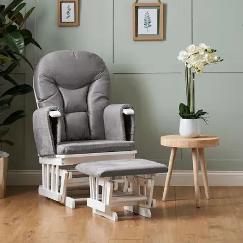 BOXED OBABY RECLINING GLIDER NURSING CHAIR AND FOOTREST - WHITE