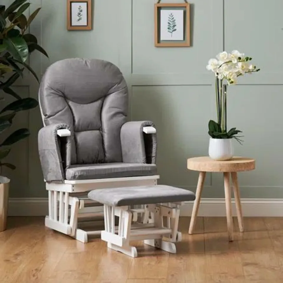 BOXED OBABY RECLINING GLIDER NURSING CHAIR AND FOOTREST - WHITE